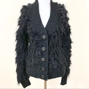 Leifsdottir Loop Knit Fringe Wool Button Cardigan